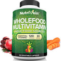 Nutrivein Whole Food Multivitamin - Complete Daily Vitamins For Men And Women From Natural Whole Foods, Real Raw Veggies, Fruits, Vitamin E, A, B Complex - 30 Day Supply (120 Capsules, Four Daily)