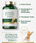 Carlyle Korean Ginseng Extract Capsules 2000 Mg | 250 Capsules | Non-Gmo And Gluten Free Formula | Standardized Panax Ginseng