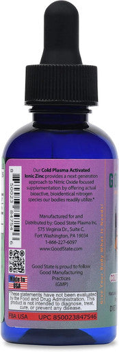 Cold Plasma-Activated Liquid Ionic Zinc Ultra Concentrate By Good State For Immune Support No-Gmo Pure Dietary Supplement Vegan And Children Safe 2 Fl Oz 118 Servings
