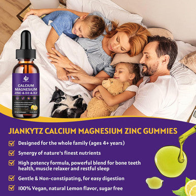 Calcium Magnesium Zinc 1300Mg With Magnesium Glycinate, Vitamin C D3 K2 B6 And Sea Moss Calcium Supplement Calcium With Vitamin D3 K2 Liquid Drop Gluten 2 Pack