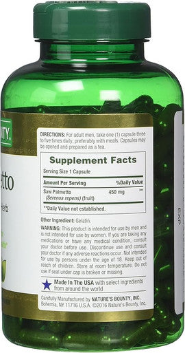 Natures Bounty Saw Palmetto 450 Mg 250 Capsules Pack Of 3