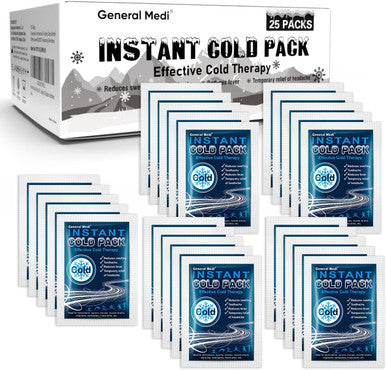 General Medi Instant Ice Cold Pack 4 x 5.5 Disposable Cold Therapy Ice Packs for Pain Relief Swelling Inflammation Sprains Toothache for Athletes and Outdoor Activities