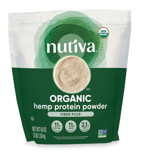 Nutiva USDA Organic Cold-Pressed Raw Hemp Seed Plant Protein with Hi-Fiber and Essential Amino Acids Powder, Non-GMO, Whole 30 Approved, Vegan, Gluten-Free & Keto, 16 Oz
