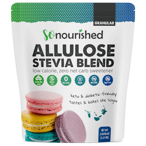 So Nourished Stevia with Allulose Sweetener Powdered 1: 1 Sugar Substitute Keto 0 Calorie 0 Net Carb NonGMO (5 lb / 80 oz)