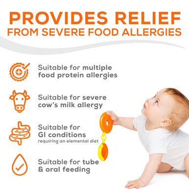 PurAmino Hypoallergenic Infant Drink, for Severe Food Allergies, Omega-3 DHA, Iron, Immune Support, Powder Can, 14.1 Oz