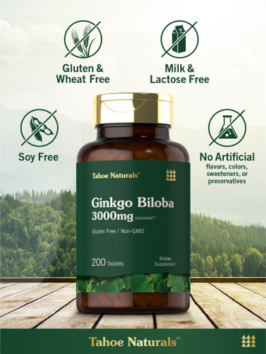 Carlyle Ginkgo Biloba | 3000Mg Per Serving | 200 Tablets Extra Strength | Vegetarian | Non-Gmo & Gluten Free Supplement | Tahoe