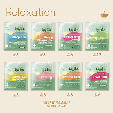 Lazi ka Lazika Herbal Tea Variety Pack Relaxation Tea Assortment Tea Sampler Set Assorted Tea Variety Pack with Pyramid Tea Bags Herbal Teas Tea Set 54 Counts