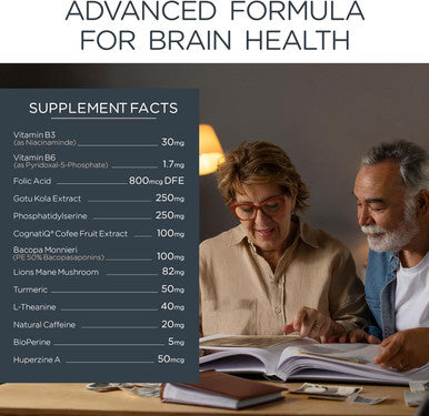 Neuroact Brain Health Memory, Focus, Concentration, Mental Clarity With Cognatiq, Vitamin B3 & B6 Manage Stress & Elevate Mood Holistic Brain Health Formula, Sustained Energy & Well Being