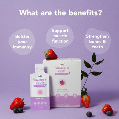 Zooki 3000iu Liposomal Vitamin D3 + K2 Liquid Sachets | 4X Higher Absorption Clinically Proven | Ultimate Immunity Bones Muscles Support | Vegan | (Mixed Berry Flavour