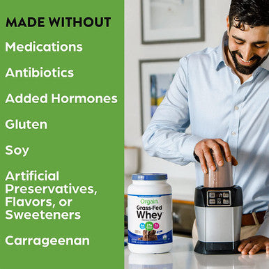 Orgain Grass Fed Whey Protein Powder Creamy Chocolate Fudge 21g of Protein Low Net Carbs Gluten Soy No Sugar Added Kosher NonGMO 1.82 Lb Packaging May Vary