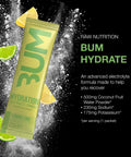 Raw Electrolytes Powder Hydration Drink Mix Packets Bum Hydrate (Lemon Lime 20 Servings) - Electrolyte Hydration Packets Supports Muscle Function & Endurance - Keto Free Electrolytes Powder Packets