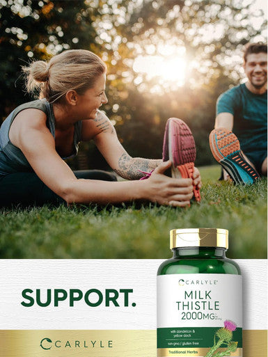 Carlyle Milk Thistle 2000Mg 180 Capsules With Dandelion & Yellow Dock Non-Gmo, Gluten Free