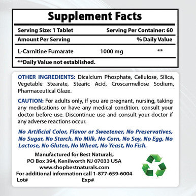 Best Naturals L-Carnitine 1000mg & L-Arginine 1000 mg