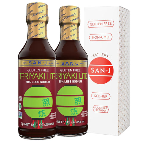 San-J - Spice of Life Variety Pack- Teriyaki, Orange Sauce, Szechuan, Thai Peanut - All Gluten Free Cooking Sauces - Non-GMO - 10 oz. Bottles - 4 Pack