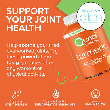 Turmeric Gummies Qunol Gummy with 500mg Turmeric Curcumin Joint Support Supplement Ultra High Absorption Tumeric Curcumin Vegan Gluten Free 2 Month Supply 60 Count Pack of 2