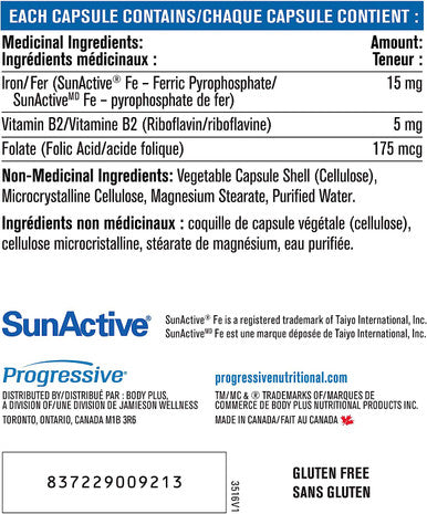 Progressive Advanced Iron | 15 Mg | High Absorbtion, Gentle on The Stomach | 45 Capsules 45 count