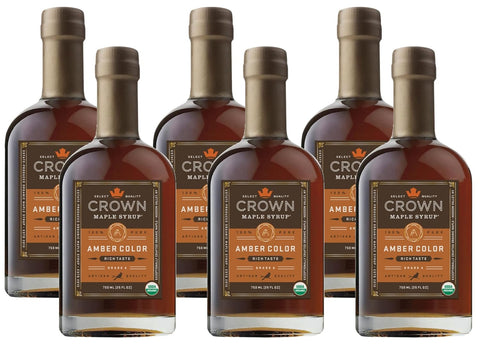 Crown Maple Certified Organic Dark Color Robust Taste Maple Syrup, Pure, Gluten Free, No Preservatives, Non-GMO pairs well with Pancakes, Coffee, Cocktails & Brunch, 12.7 Fl Oz (Pack of 1)