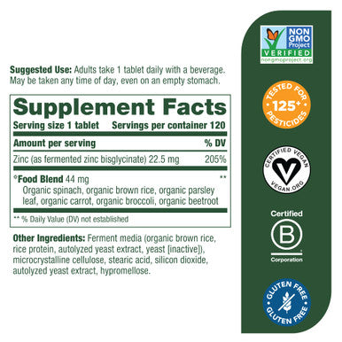 MegaFood Zinc Immune Support Supplement 120 Tabs