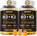 Vitamin D3 5000Iu & K2( As Mk7 ) 200Mcg Gummies + 600Mg Calcium, With Coconut Oil For High Absorption, Maximum Strength Vitamin D3 K2 Supplement - Support For Bones Muscle Teeth Immune, Vegan 2Packs