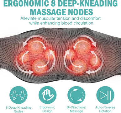 Dailylife Shiatsu Neck And Back Massager With Heat, Electric Deep Kneading Massager For Neck Pain, Shoulder, Waist, Leg And Foot, Stress Relief For Men, Women, Mom, Dad