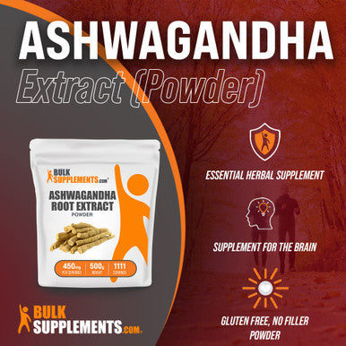 BulkSupplements Ashwagan Root Extract Powder - Herbal Supplement, Ashwagan Powder - - 450mg , 1111 Servings (500 Grams - 1.1 lbs)