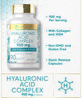 Carlyle Hyaluronic Acid With Collagen 900Mg | 90 Capsules | With Msm | Hydrolyzed Collagen Complex | Non-Gmo, Gluten Free Supplem