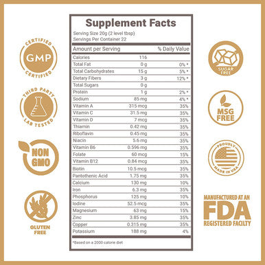 Lewis Labs Fabulous Fiber Powder Supplement Delicious Quick Dissolve Daily Fiber Powder from Fruits Vegetables Grains Professional Grade Vitamins Minerals Proudly Made in The USA 16 Ounces