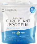 Global Healing Vegan Protein Powder, Organic Protein Powder, Plant Based Protein Powder for Women & Men, 20g of Plant Protein, Meal Replacement for Weight Loss, Unflavored Protein Powder (20 Servings)