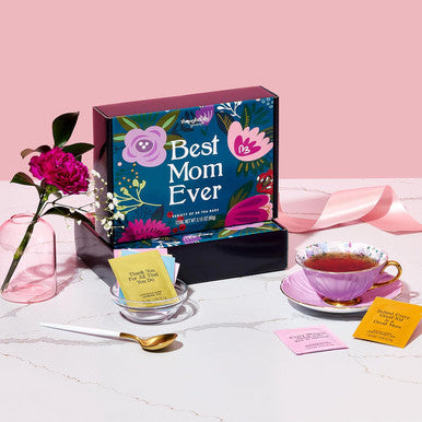 Thoughtfully Gourmet Best Mom Ever Tea Set Tea Sampler Includes 6 Flavors of Tea with Inspirational Quotes Great s for Mom Set of 90