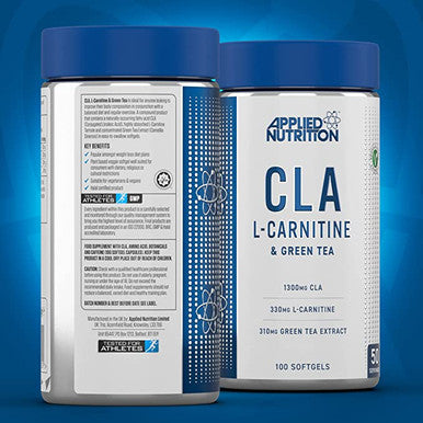 Applied Nutrition CLA L Carnitine and Green Tea Natural Energy Fat Burning Blend Help Weight Management (Conjugated Linoleic Acid LCarnitine Tartrate GreenTea) 100 Veggie Softgels 50 Servings