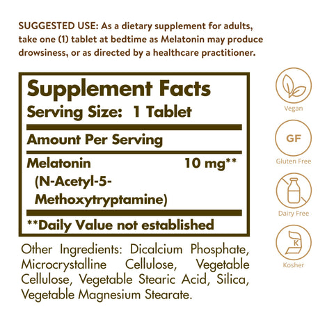 Solgar Melatonin 10 Mg Clinically Studied Ingredient Helps Promote Relaxation & Sleep Suitable For Vegans 60 Tablets