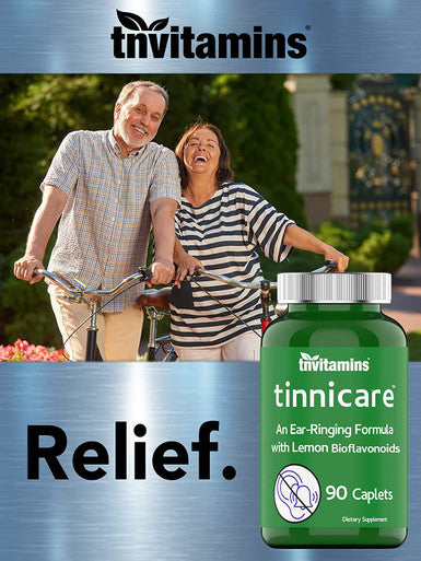 tnvitamins Tinnicare: A Comprehensive Ear-Ringing Relief Formula with Lemon Bioflavonoids, Vitamin C, & Vitamins B1, B2, B6, & B12 | 90 Caplets