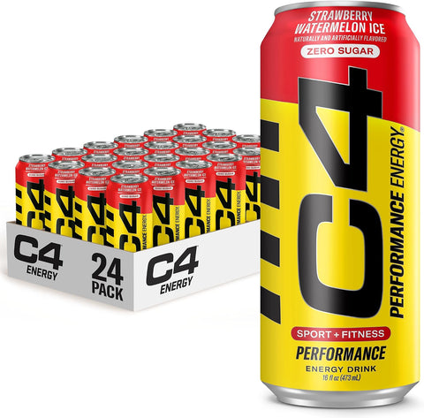 C4 Performance Energy Drink, Cherry Popsicle, Zero Sugar Carbonated Preworkout Energy, 200mg Caffeine with Beta Alanine, 16 Fl Oz (12 Pack)