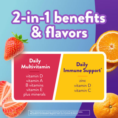 Vitafusion Multi+ Immune Support ÃƒÂ¢Ã¢â€šÂ¬Ã¢â‚¬Å“ 2-In-1 Benefits & Flavors ÃƒÂ¢Ã¢â€šÂ¬Ã¢â‚¬Å“ Adult Gummy Vitamins With Vitamin C, Zinc, Daily Multivitamins, 90 Count