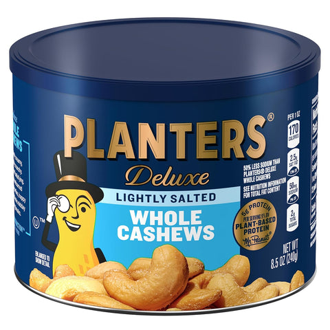 PLANTERS Deluxe Lightly Salted Cashews Party Snacks PlantBased Protein Quick Snack for Adults After School Snack Flavored with Sea Salt Kosher 1lb 2.25oz