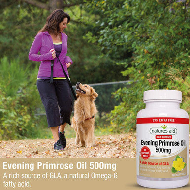 Natures Aid Evening Primrose Oil 500 mg 120 Softgels (Pure Cold Pressed Evening Primrose Oil Omega-6 Gamma Linolenic Acid Made in the UK)