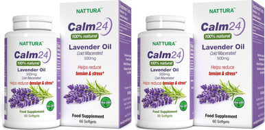 Nattura Calm Aid Lavender Oil Pills - 500mg - 60 Softgels - 100% Natural Helps Reduce Stress Calming for Body & Mind Non-GMO Certified Kosher