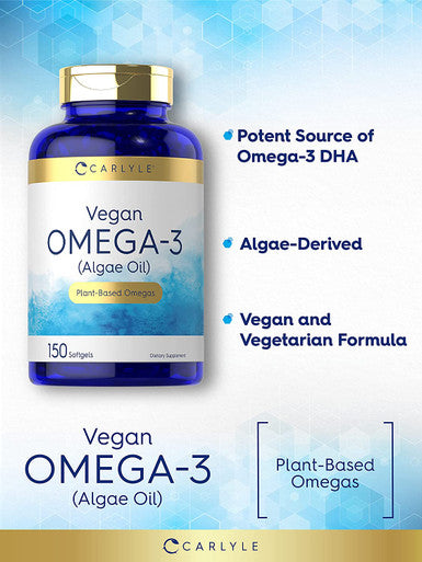 Carlyle Vegan Omega 3 Supplement | 150 Softgels | Non-GMO & Gluten Free | from Algae Oil