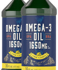 Omega 3 Fish Oil | 1650Mg | 32 Fl Oz (2 X 16Oz Bottles) | Lemon Flavor | Non-Gmo & Gluten Free Supplement