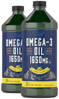 Omega 3 Fish Oil | 1650Mg | 32 Fl Oz (2 X 16Oz Bottles) | Lemon Flavor | Non-Gmo & Gluten Free Supplement