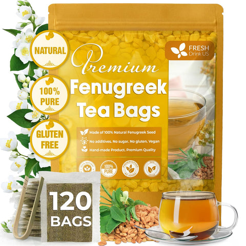 FreshDrinkUS, Premium 120 Mulberry Leaf Tea Bags, 100% Natural & Pure from Mulberry Leaves. Loose Leaf Herbal Tea. Made with Natural Material Tea Bags. No Sugar, No Caffeine, No Gluten, Vegan.