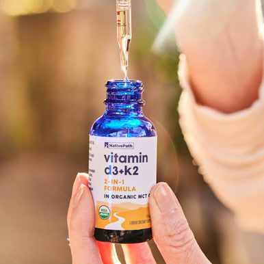 NativePath D3K2 Tincture - 1000IU Vitamin D3 and Vitamin K2 Supplement with Organic MCT Oil - 1 Fluid Ounce - Rapid Bioavailability Multi-Vitamin for Bone Strength and Total Body Wellness 30 Servings