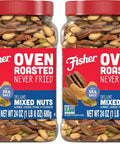 Fisher Oven Roasted Never Fried Mixed Nuts with Peanuts, 24 Ounces | Pack Of 1, Peanuts, Almonds, Cashews, Pistachios, Pecans, Trail Mix, Healthy Snacks For Adults, Made With Sea Salt