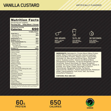 Optimum Nutrition Gold Standard Pro Gainer Vanilla Custard 10.19 Pound
