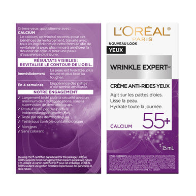 L'Oreal Paris Wrinkle Expert 55+ Anti-Wrinkle Eye Cream With Calcium Reduce Crow'S Feet 0.5 Oz