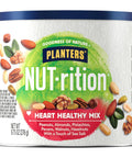 PLANTERS NUT-RITION Heart Healthy Mixed Nuts, Plant Based Protein, 9.75 Oz | Nuts: Peanuts, Almonds, Pistachios, Pecans, Hazelnuts, Walnuts. Canister. Snacks for Adults. Healthy Snacks