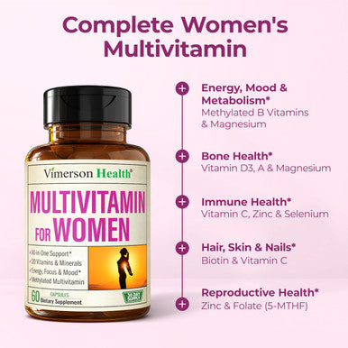 Multivitamin for Women Methylated Womens Multivitamins and Multiminerals Capsules with Vitamin B12 A D C Zinc Magnesium and More for Complete Daily Support Trusted Bioavailable Vitamins for Women