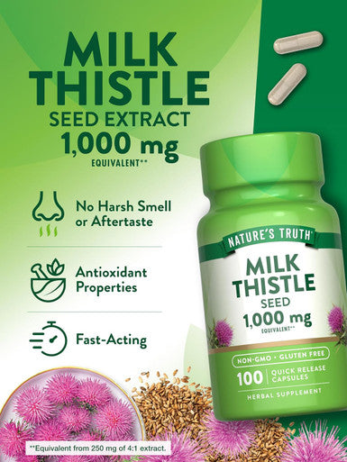 Nature'S Truth Milk Thistle Extract Capsules 1000Mg 100 Count Non-Gmo & Gluten Supplement