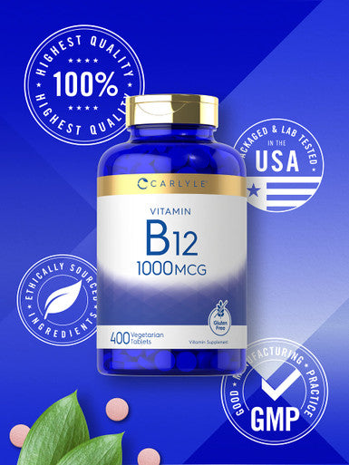 Carlyle Vitamin B12 1000Mcg | 400 Tablets | Vegetarian, Non-Gmo, Gluten Free