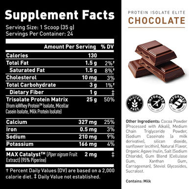 Kaged Protein Powder Elite: 100% Isolate Blend Whey Casein and Milk Protein Blend for Recovery and Muscle Building Chocolate 2lbs